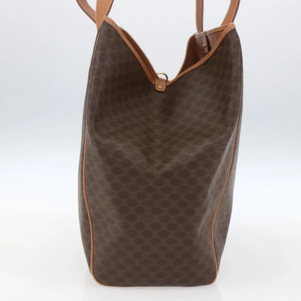 Authentic CELINE Macadam Canvas Shoulder Bag PVC Leather Brown Gold - Picture 11 of 16